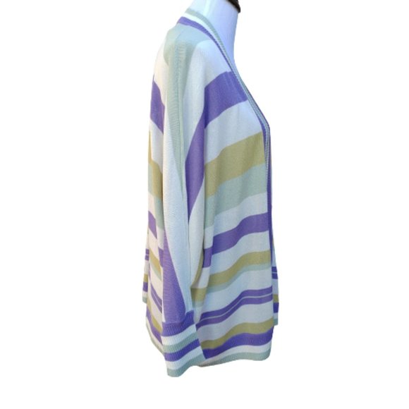Skylar Rose Multicolor Purple Striped Cardigan Sweater NEW - Picture 8 of 8